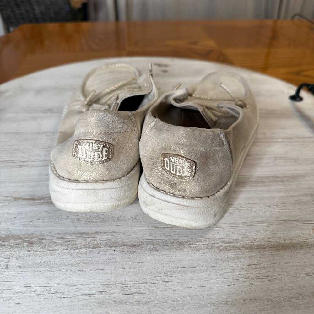 Hey Dude Wendy Youth Metallic Shine Gold Shoes | Size J3